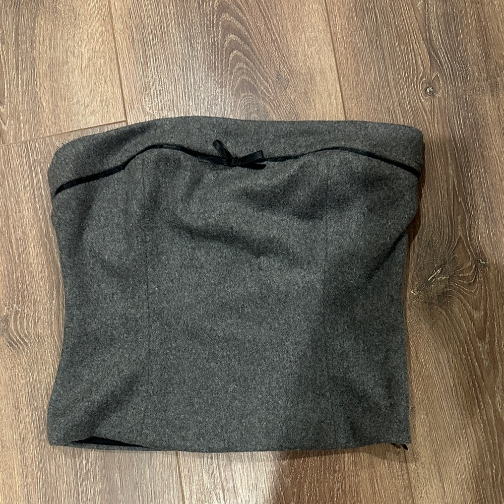 Zara Gray and Black Strapless Top